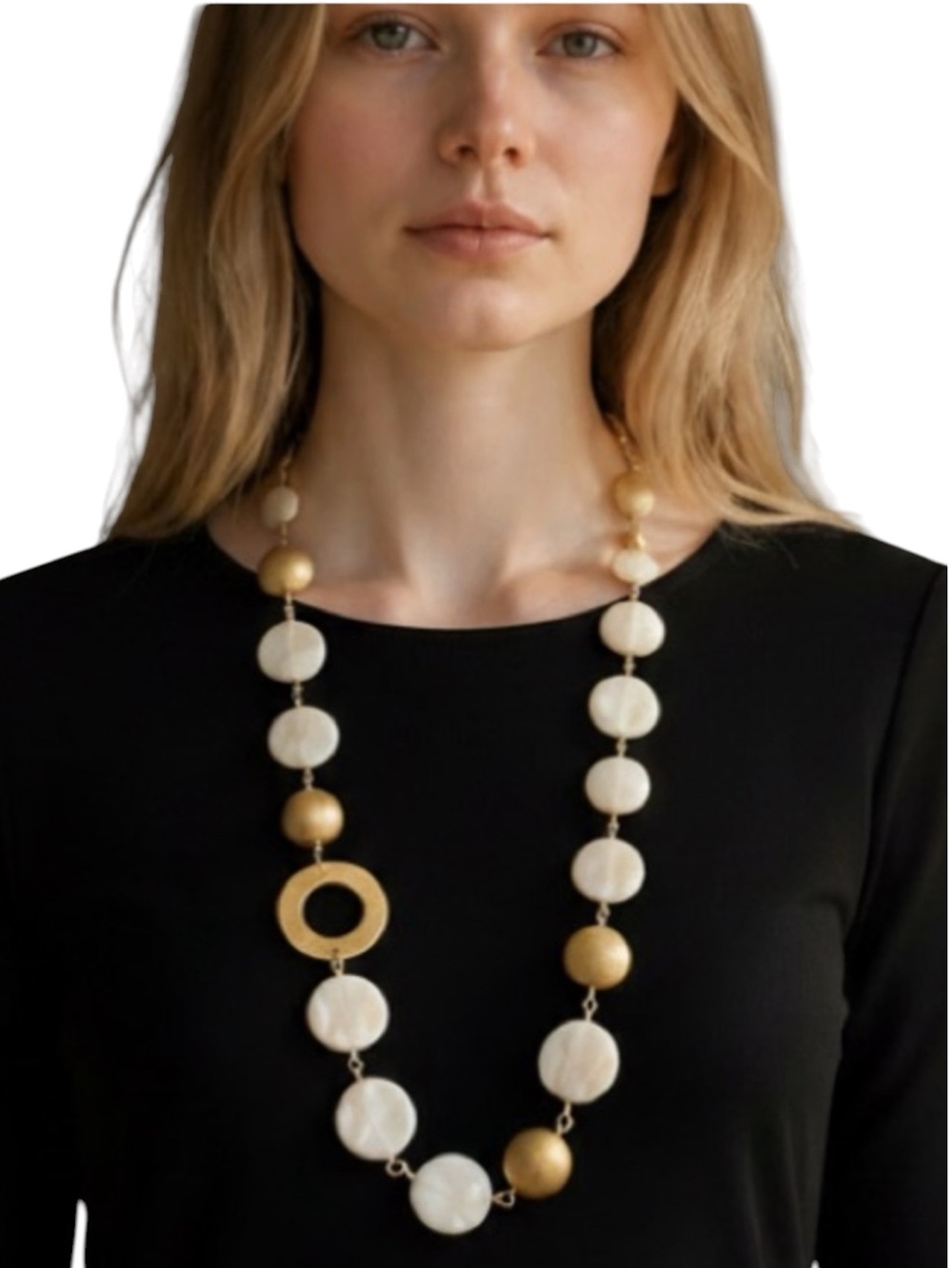 Ali & Bird Mother of Pearl & Gold Disc Necklace